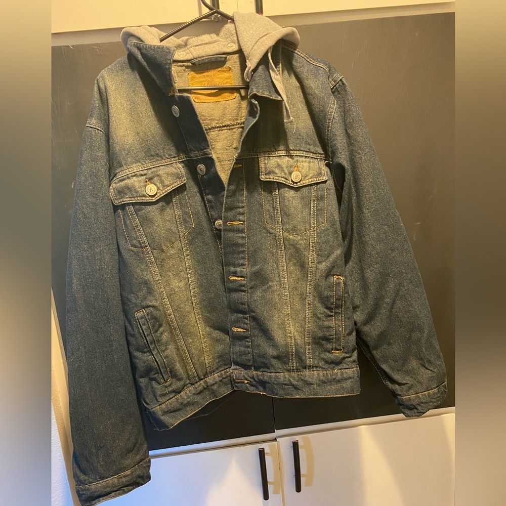 Ablanche Mens Denim Jacket‎ With Removable Hood. Size XL